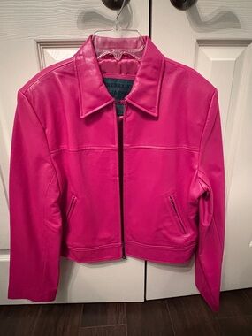 Serrano Leather Vibrant Pink Zip-Front Jacket